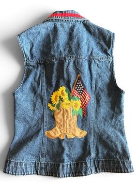 West Apache Vintage Embroidered Western Denim Vest